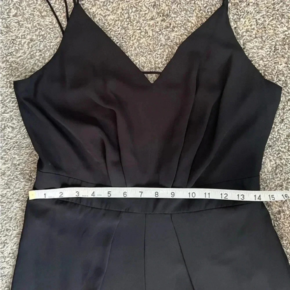 BY&BY BLACK JUMPSUIT SPLIT OPEN LEG SPAGHETTI STRAP SUMMER WIDE LEG NWT SIZE 9 - Picture 9 of 16